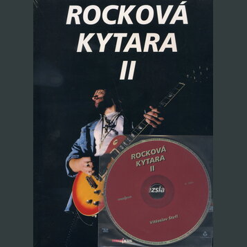 Fotografie zobrazuje obal CD s názvem ROCKOVÁ KYTARA II a přiloženým diskem. Na obalu je muž s kytarou typu Les Paul v žlutém gradientu. Na disku jso…
