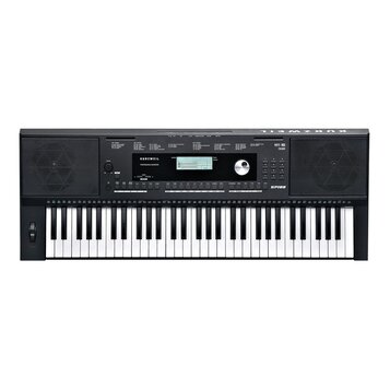 Černý digitální klavír s nápisem KURZWEIL PROFESSIONAL KEYBOARD a označením modelu KP100. Nástroj má bílé a černé klávesy, centrální displej s ovláda…